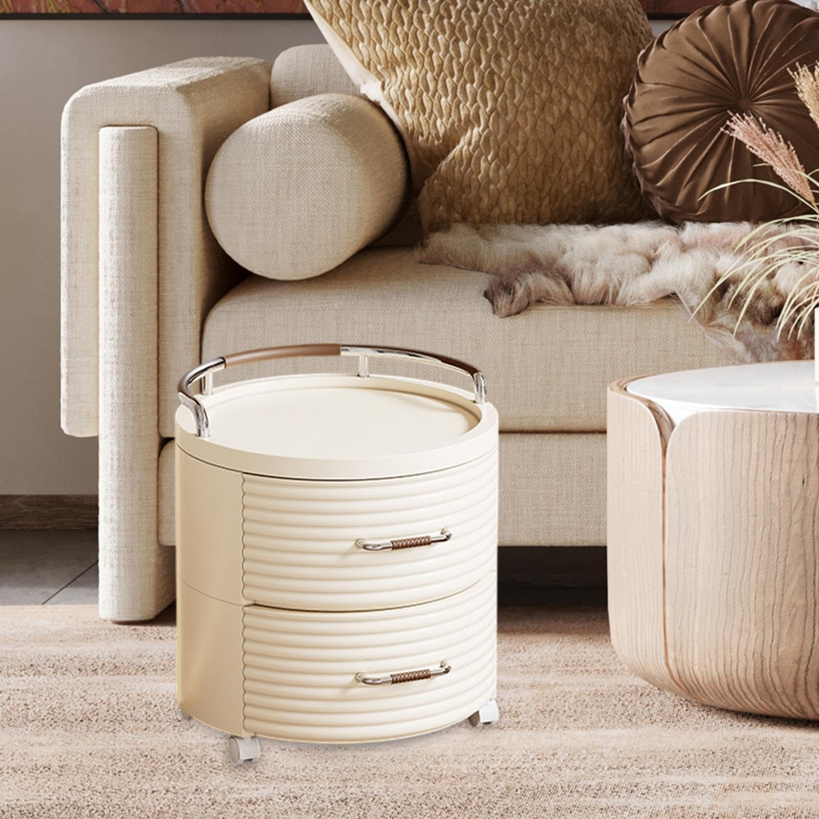 キャスター付きラウンドテーブル収納ボックスベッドルーム用のオーガナイザー