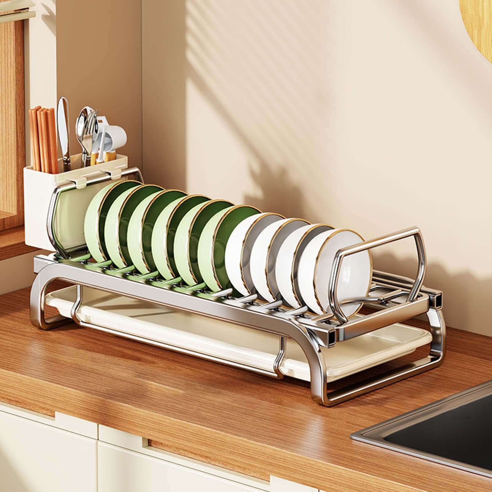 水切りボードと調理器具ホルダーを備えたボウルラック。キッチンの整理整頓に便利な多目的ステンレス製水切りラック。, M