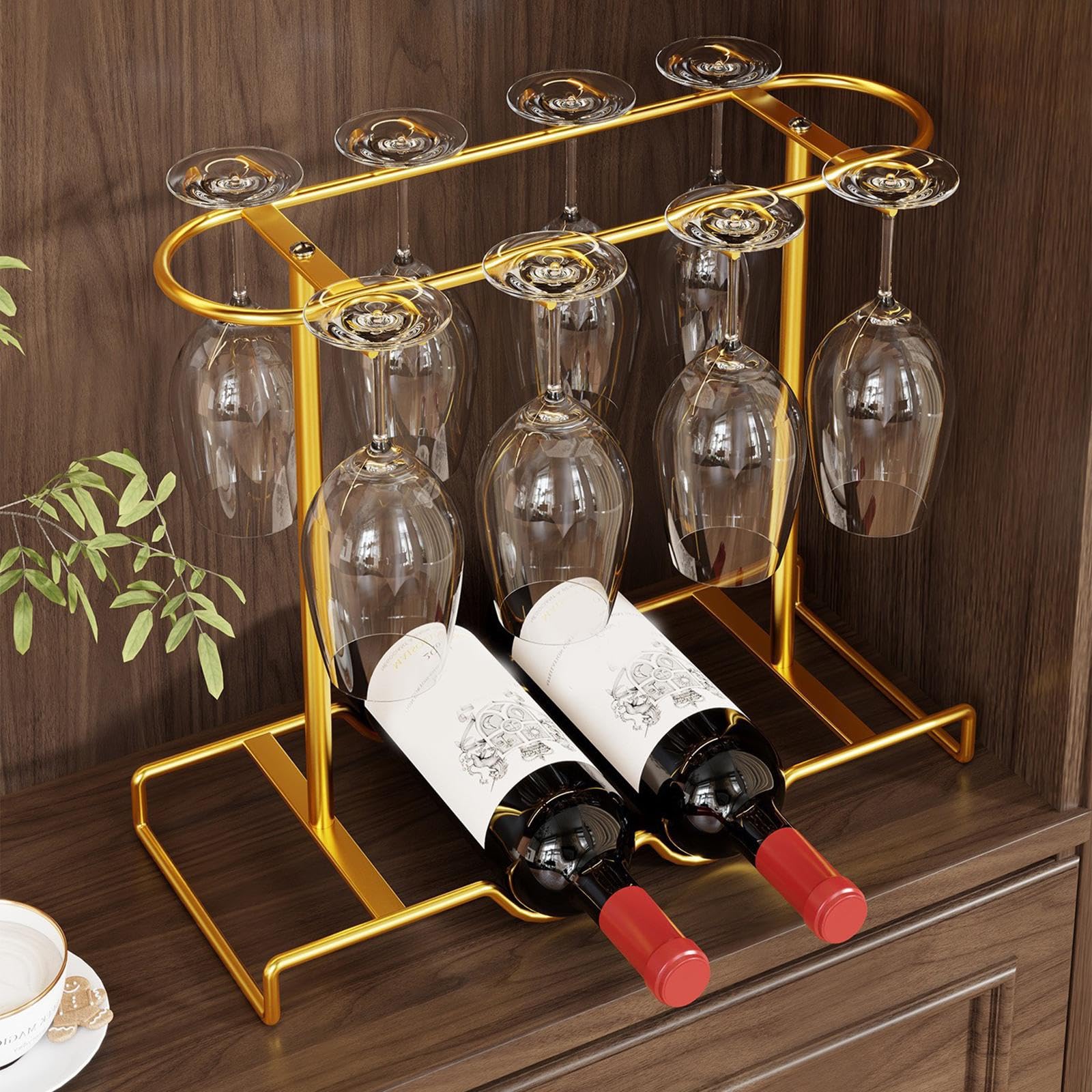 ステムウェア収納ラック エレガントなデザイン ワイングラスホルダー 逆さ吊り下げ式 ワインボトルラック 埃防止 速乾 グラススタンド 機能的 キッチンアクセサリー ダイニングルーム ホテルに適用, 黒(3)