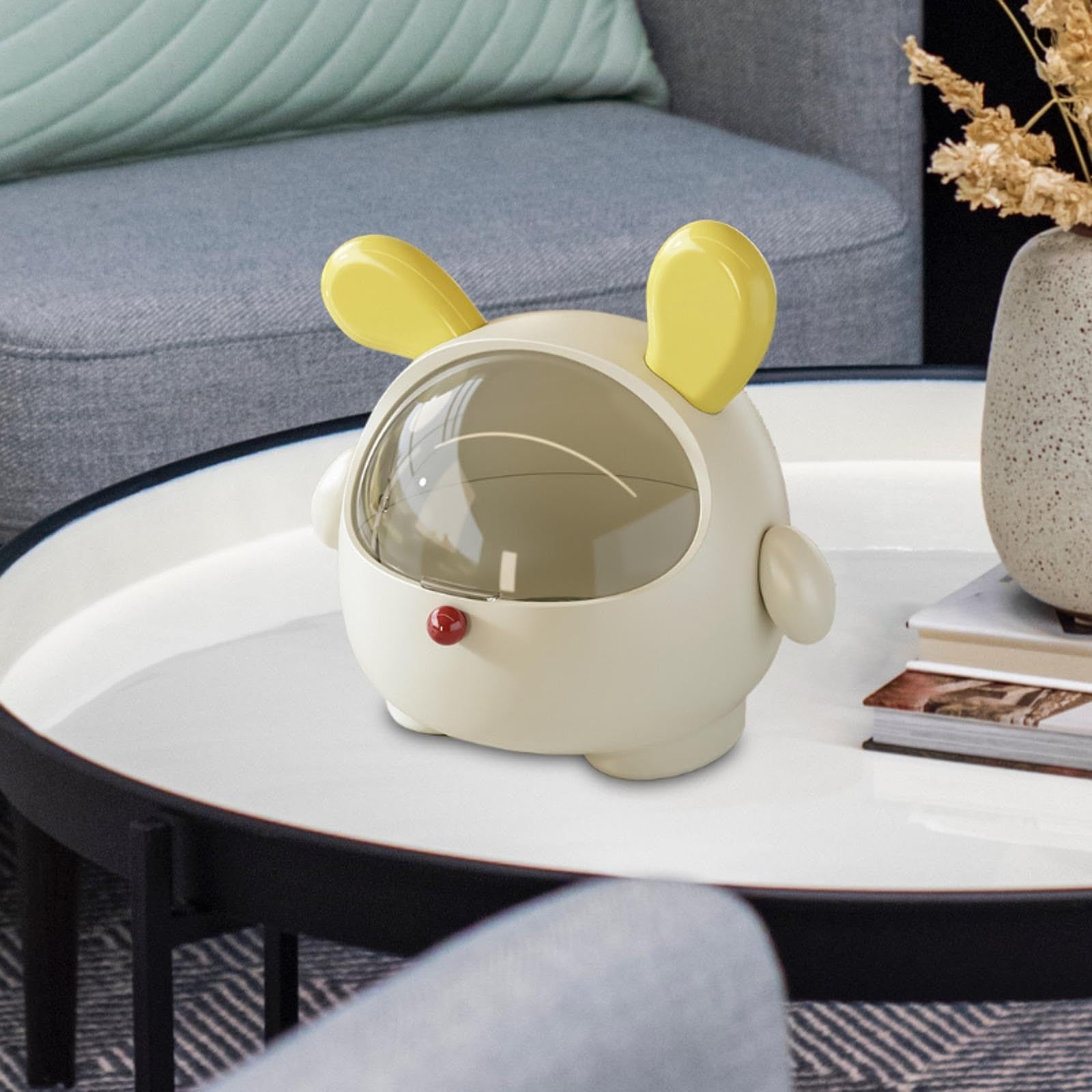 デスク用ミニゴミ箱 ポータブル収納ボックス 漫画デザイン カウンタートップ用, 黄色