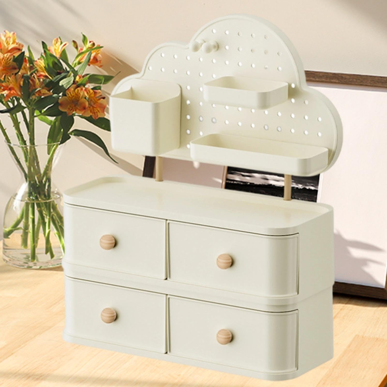 学校用品や化粧品を収納できる引き出し付き多機能デスクトップオーガナイザー, 2層35.5x14.5x43cm