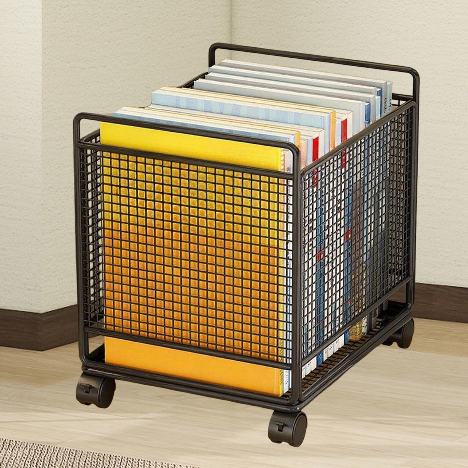 クラフト用品や事務用品用の車輪付き鉄製バスケットトロリー, 白