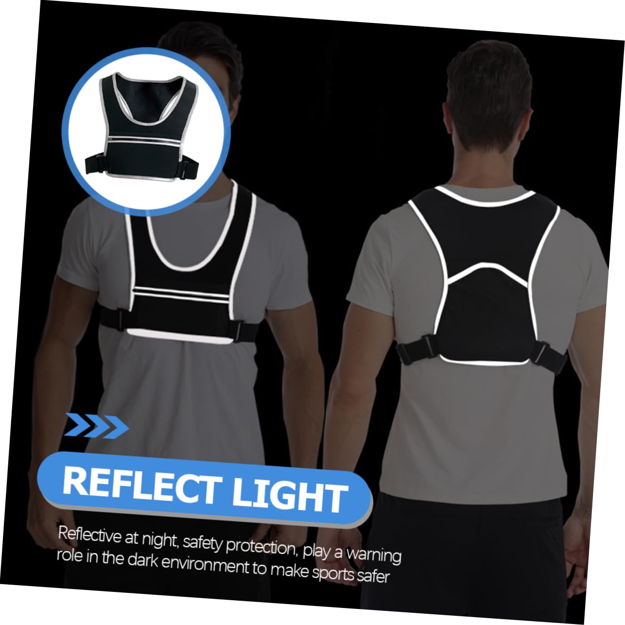 アウトドアスポーツチェストバッグ 反射ランニング 女性用ランニングベスト 走る 高い視認性ベスト 黒 反射的な ベスト 反射ベスト sbr Black