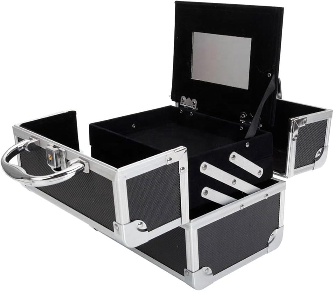 コスメボックス メイクボックス 鏡付き コスメ道具入れ 大容量 化粧箱 ネイルグッズ 化粧品入れ ネイル収納 鍵付き ブラック23*17*17cm ピンク (ホワイト)