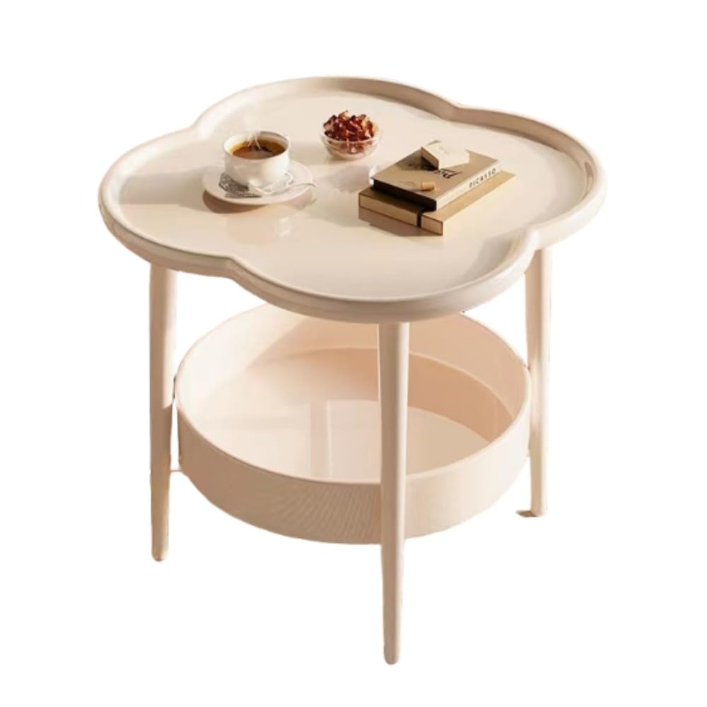 四つ葉のクローバークラウドサイドテーブルリビングルームモバイル収納ラックベッドルームベッドサイド収納テーブル二層ソファサイドテーブル小さなティーテーブルサイドテーブル、2層、テーブル、ソファ、ベッドサイド