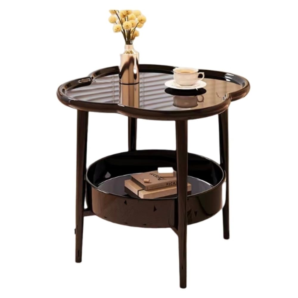 アピネスの四つ葉のクローバークラウドサイドテーブルリビングルームモバイル収納ラックベッドルームベッドサイド収納テーブル二層ソファサイドテーブル小さなティーテーブルサイドテーブル、2層、テーブル、ソファ、ベッドサイド｜アングル2