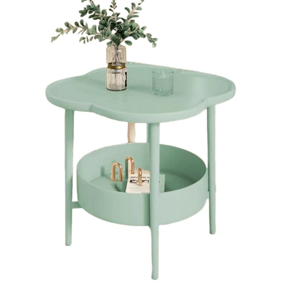 アピネスの四つ葉のクローバークラウドサイドテーブルリビングルームモバイル収納ラックベッドルームベッドサイド収納テーブル二層ソファサイドテーブル小さなティーテーブルサイドテーブル、2層、テーブル、ソファ、ベッドサイド｜アングル3