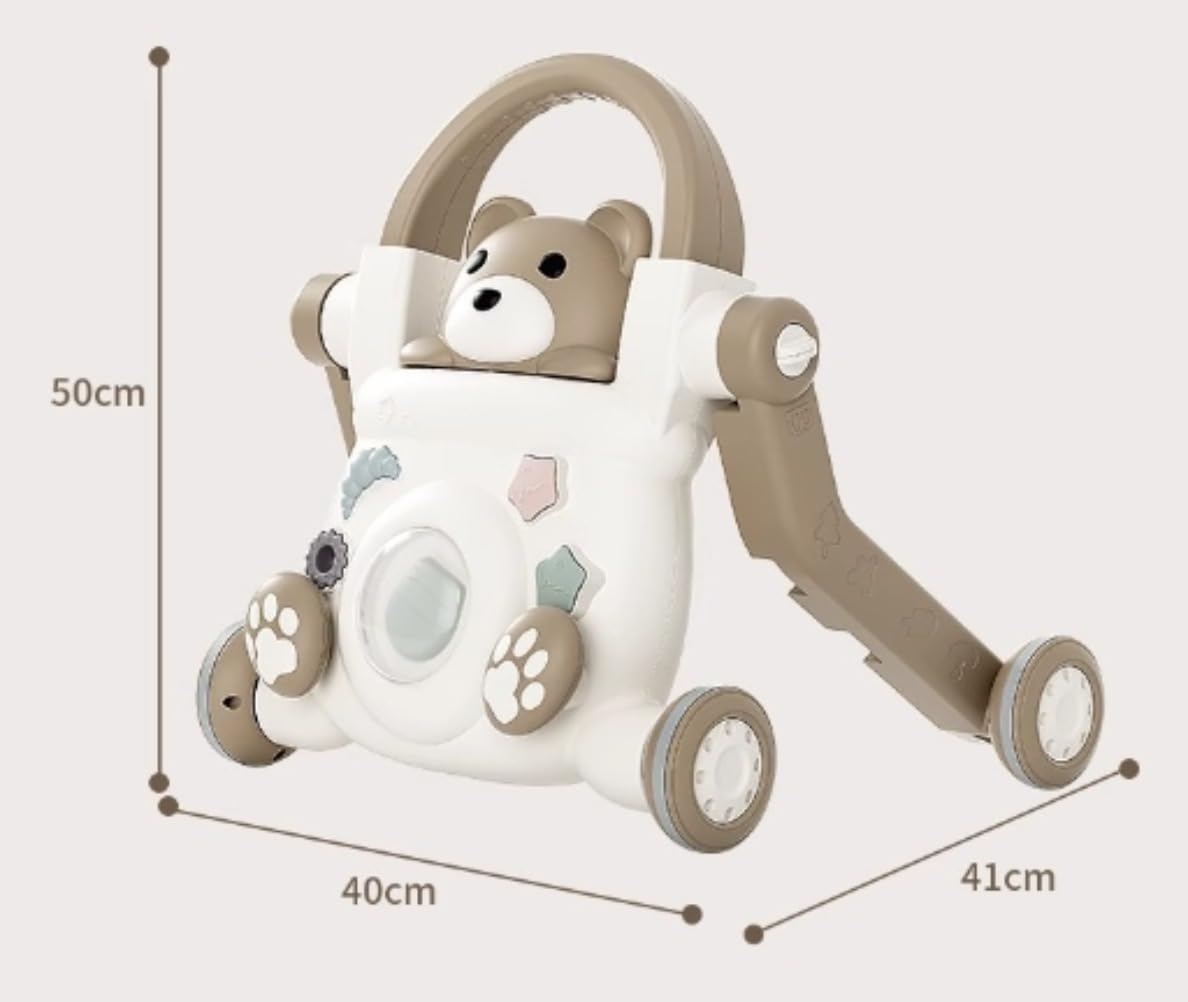 アピネスの手押し車 ベビーウォーカー【4in1 手押し車/バランスカー/キックボード/トロリー】三輪車 乗用玩具多機能 子供用ウォーカー 手押し棒付き 乗り物 知育玩具 歩行練習 おしゃれ かわいい 出産祝い 誕生日プレゼント 1歳～4歳 (4in1,ミルクティーコーヒー) [並行輸入品]｜アングル3