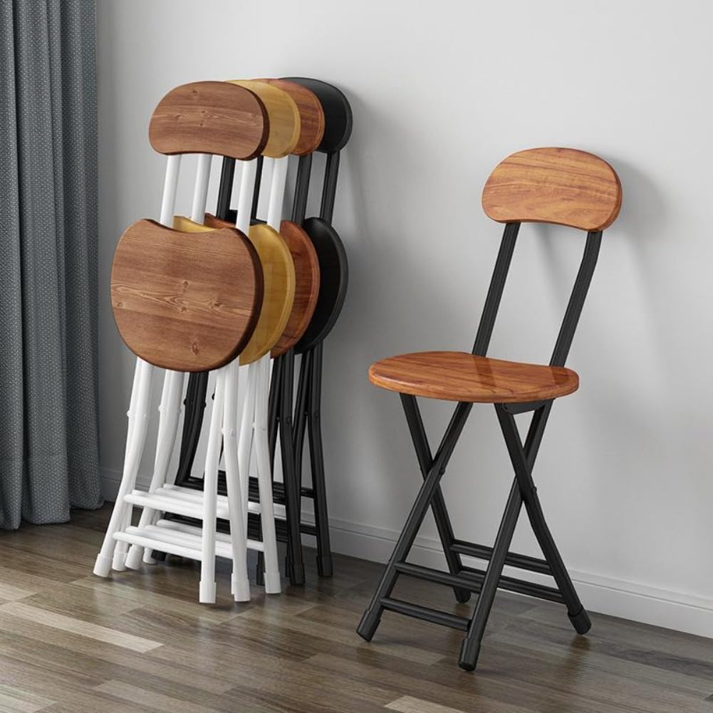 折りたたみチェア 背もたれ パイプ椅子 ダイニングチェア 折りたたみ 座面高45cm スリム 丸 木製省スペ..