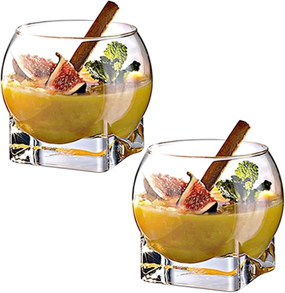 フットアイスクリームボウル：230mlデザートカップ–氷、プリン、フルーツなどに– 2つの厚いガラス皿の..