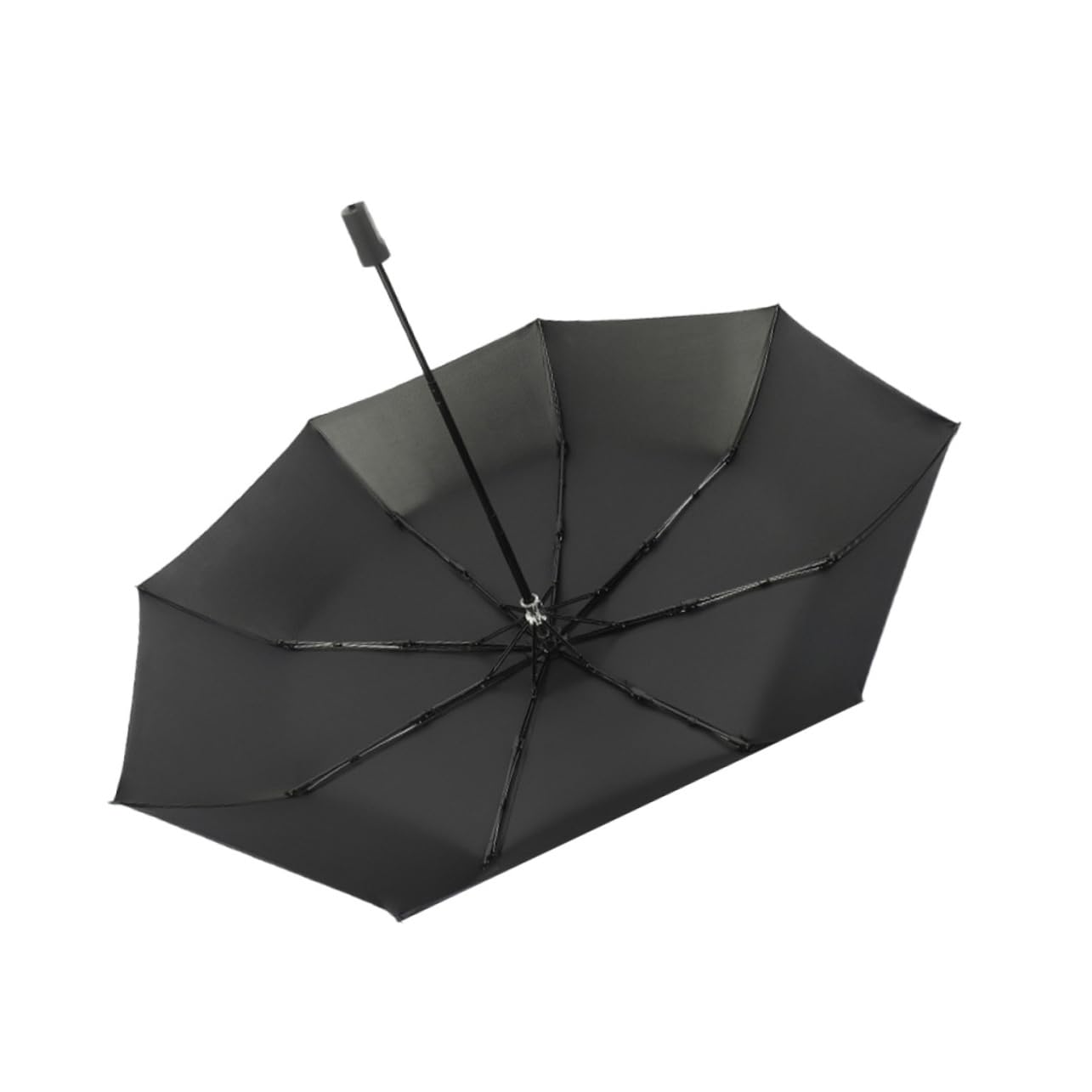 時尚黒色三折り携帯日よけ折りたたみ傘 軽量耐久コンパクト設計 雨晴兼用旅行用傘 贈り物に
