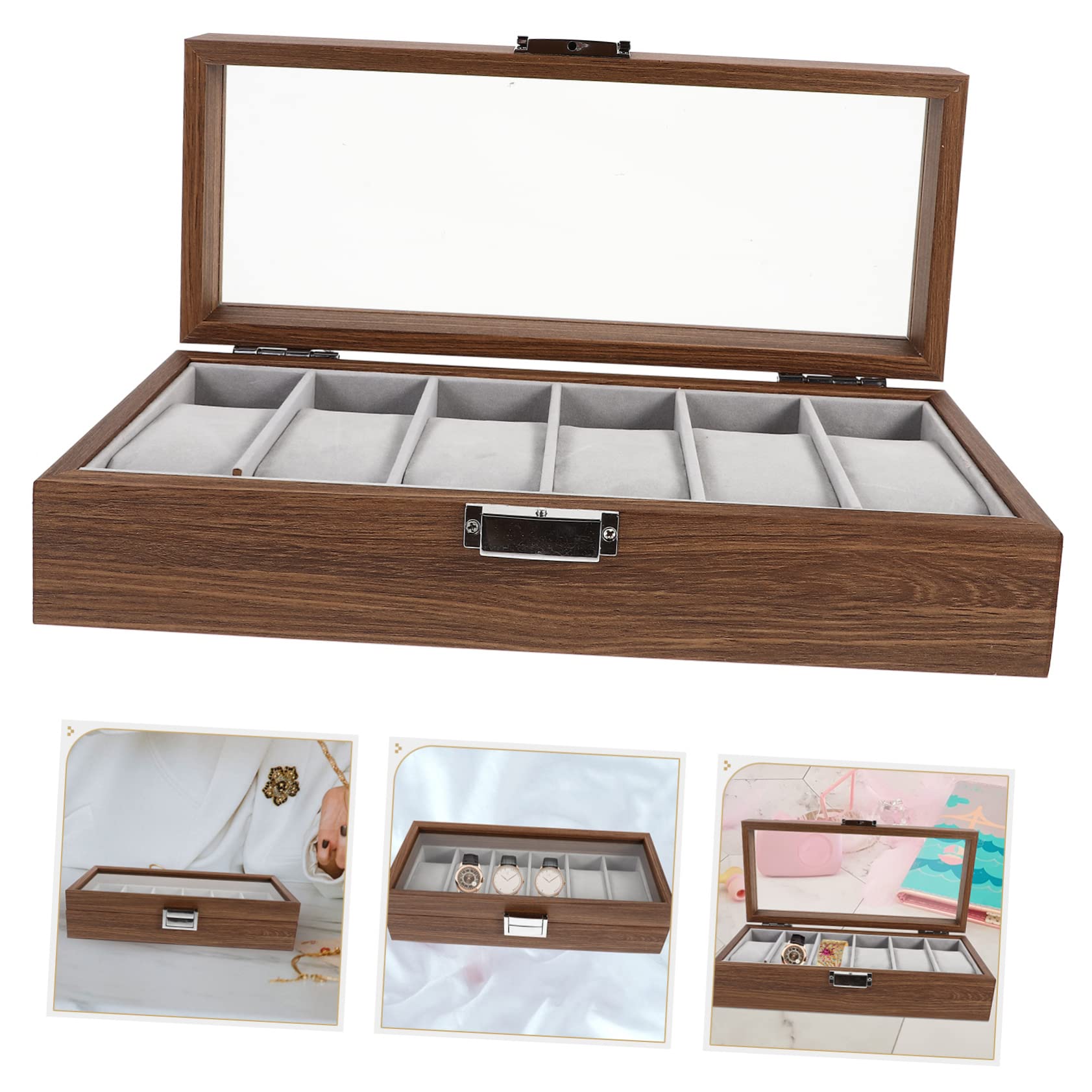 木紋 腕時計収納ケース 携帯可能なディスス ジュ 収納対応 耐傷性と耐久性を備 木製ウォッチボックス ..