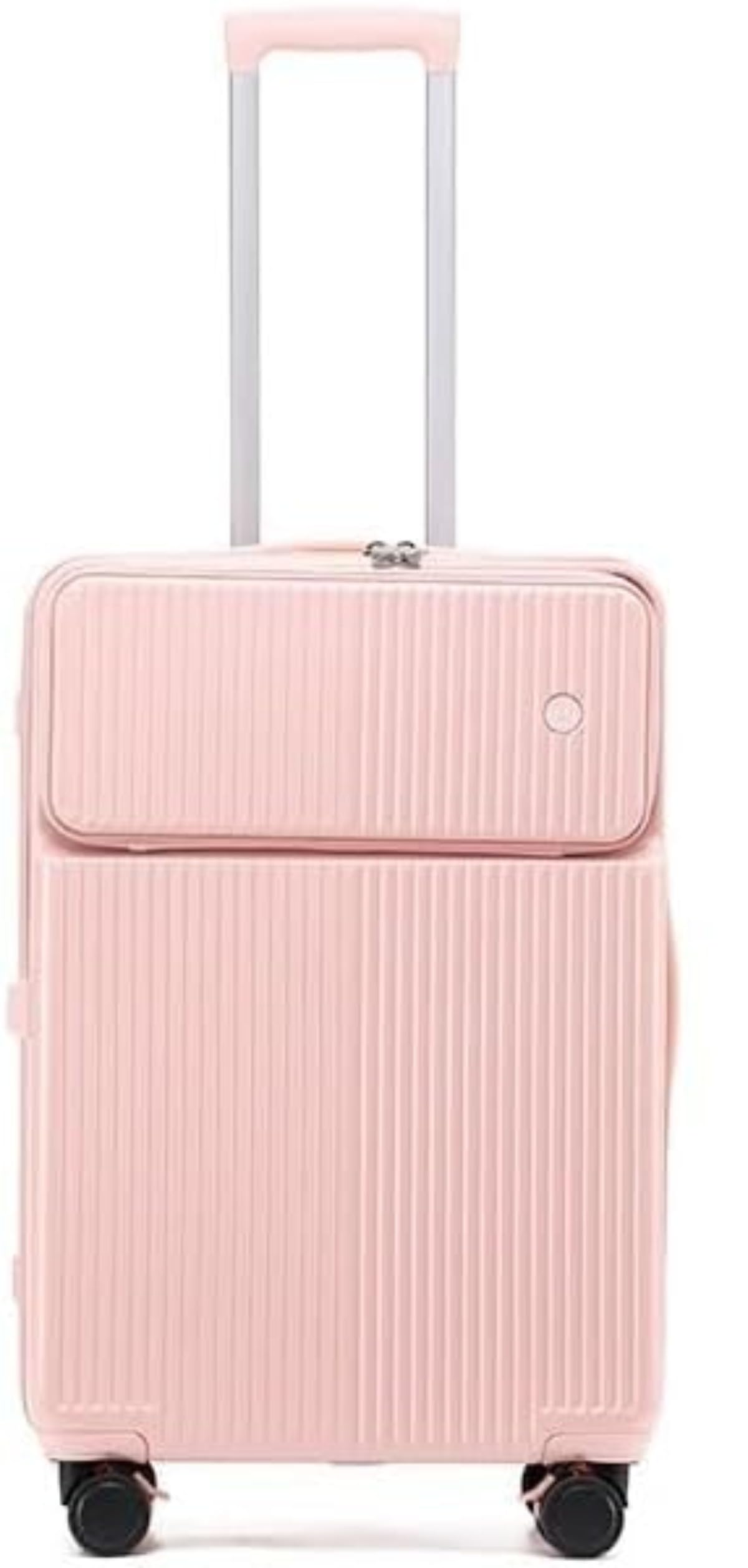 [] フロントオープン機内持込キャリーケース 超軽量パソコンバッグ カップホルダー・360 度キャスター..