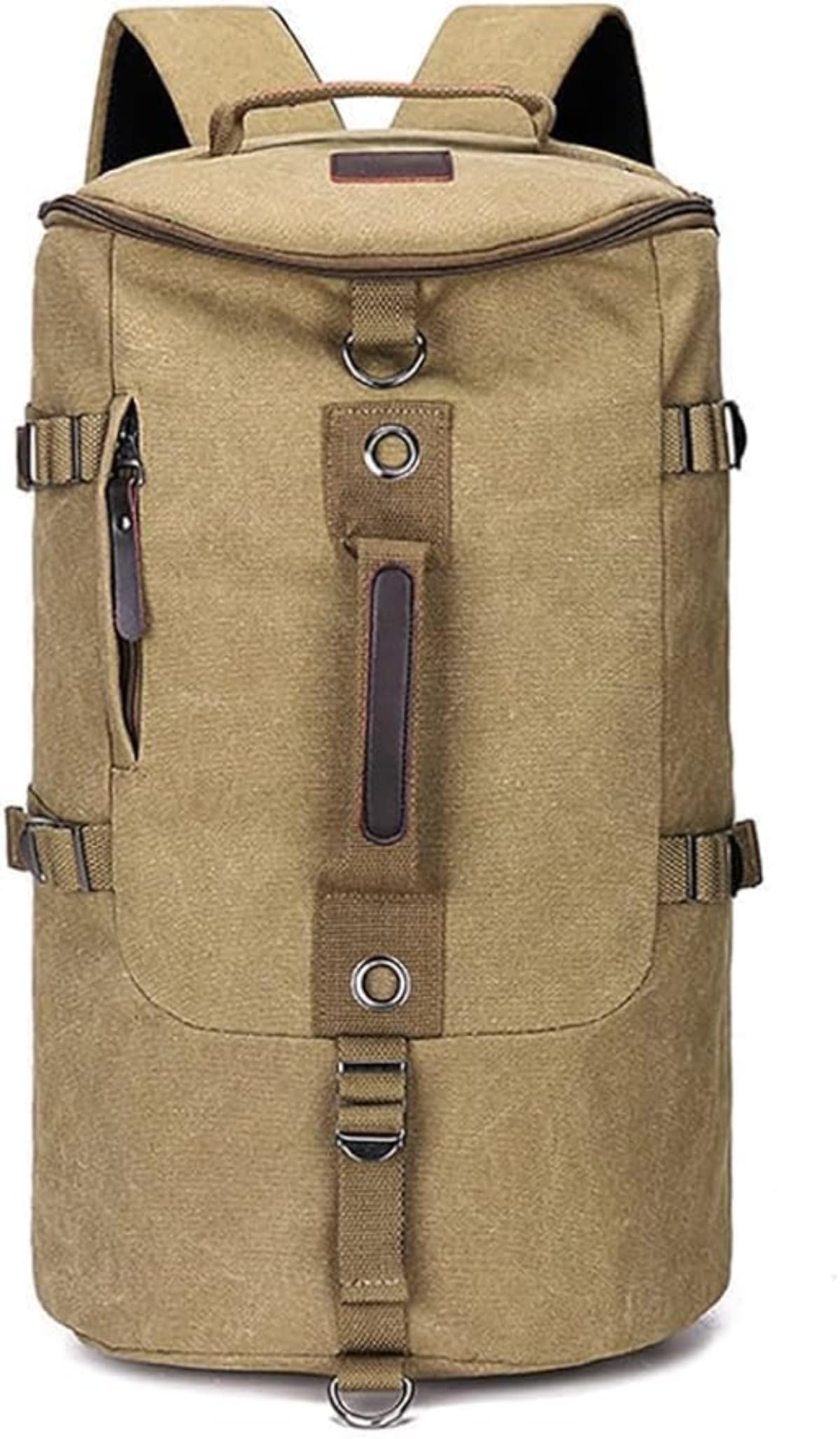 アピネスのスポーツバッグ 男女兼用 キャンバス 防水 ダッフル ドラム型リュック 手持ち ショルダーリュック 多機能 大容量 ジム アウトドア 登山 旅行 防災 勉強 O11｜アングル3