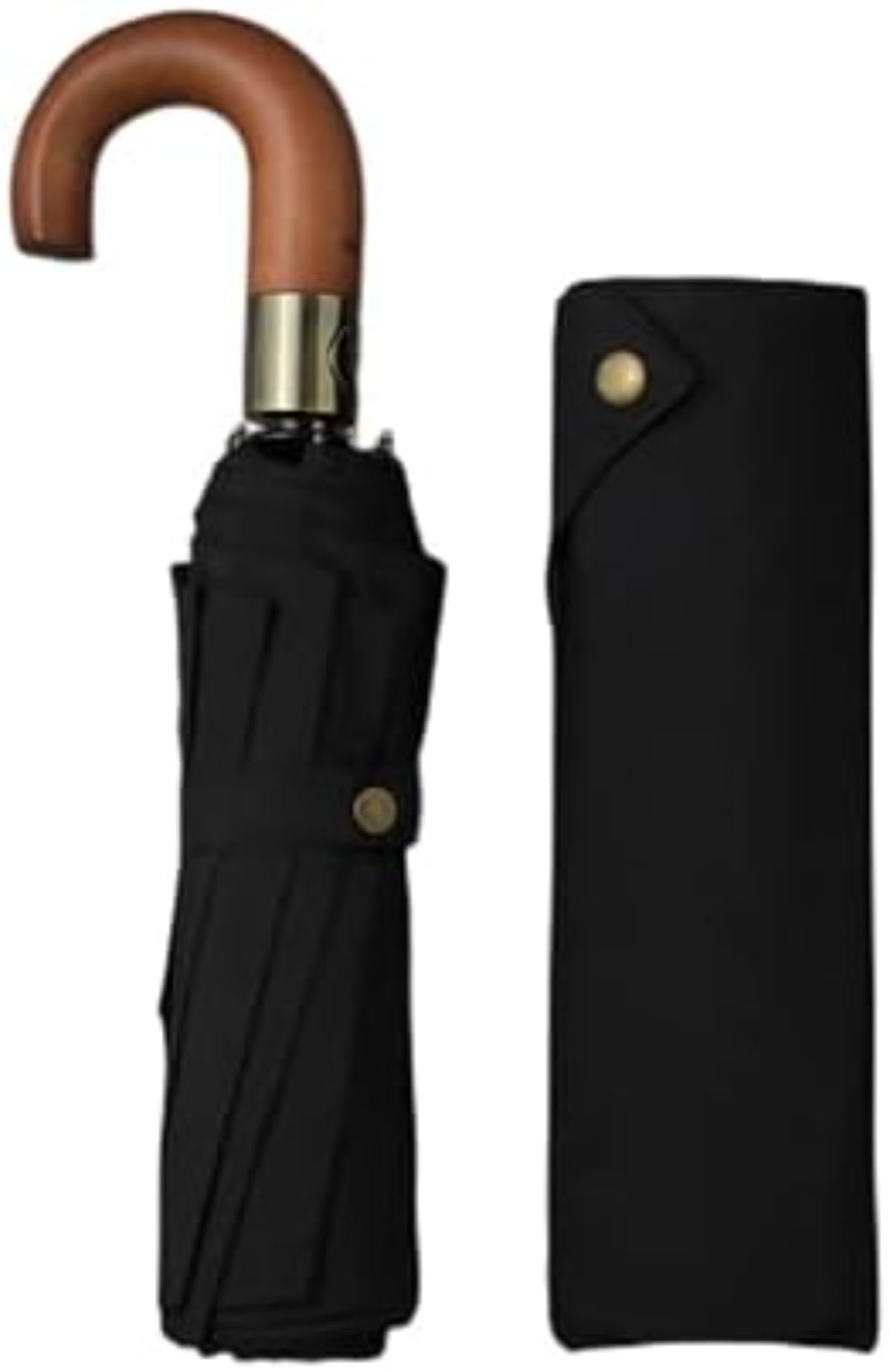 折りたたみ傘 メンズ 木製ハンドル 10 本骨 ワンタッチ 自動開閉 無地 耐風 撥水 梅雨対策 豪雨対応 ビジネス アウトドア 旅行 収納ポーチ付きK11