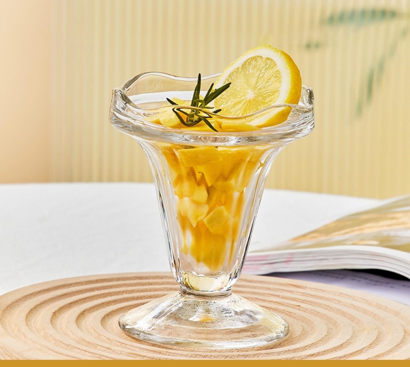 デザート用 クリアガラス製 190ml アイスクリーム サンデー 容器 カップ 足付き 6/12 個セット 喫茶店..