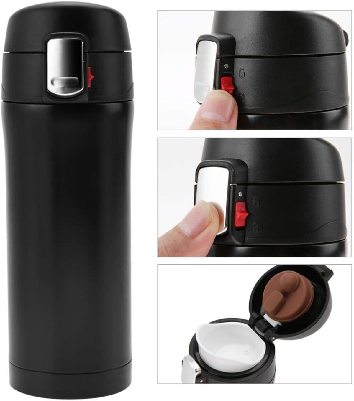 サーモフラスク スポーツウォーターボトル 大人・子供向け 自宅・オフィス・学校用 500ml ステンレスス..