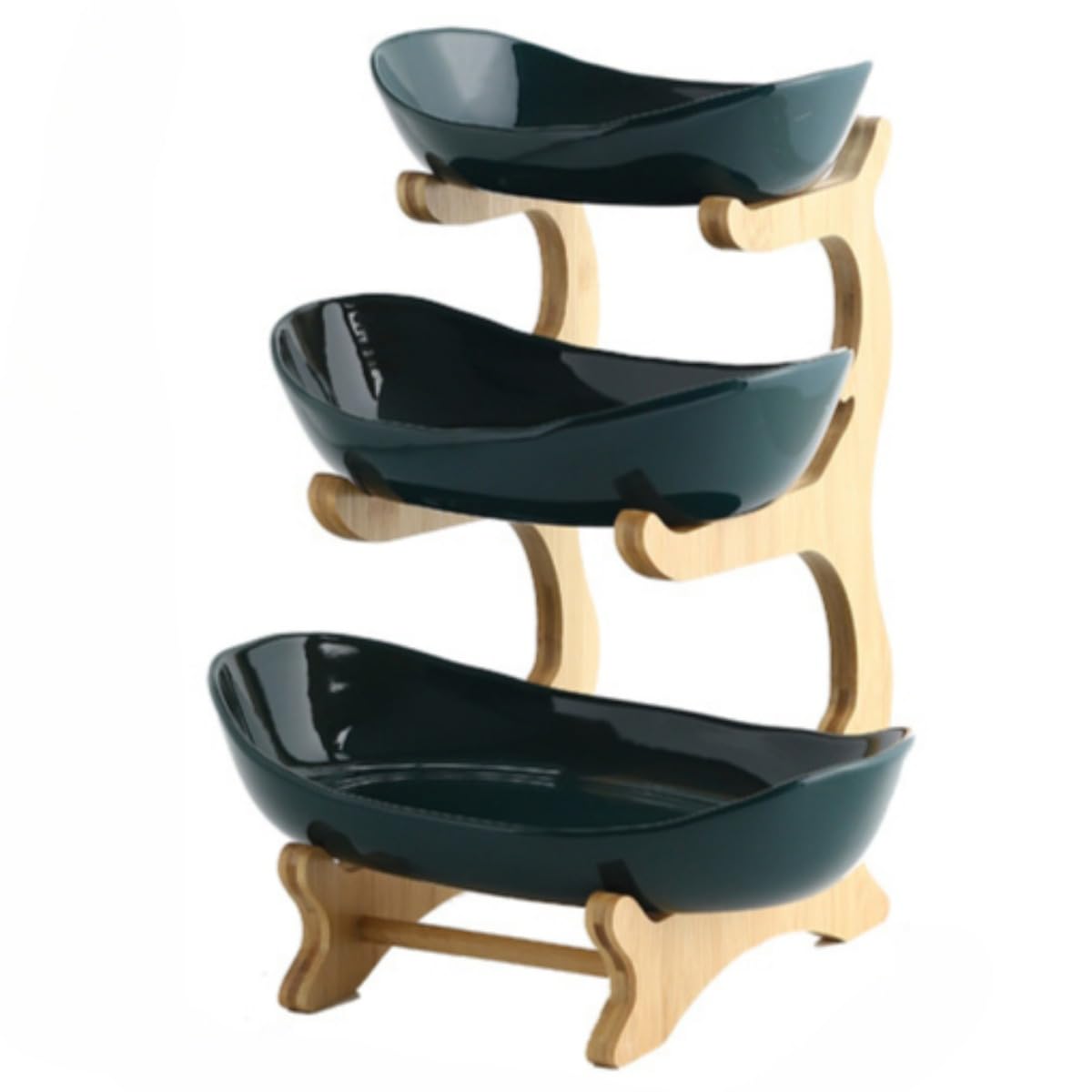 木製 卓上 フルーツバスケット 2 段 3 段 果物展示棚 野菜棚 お菓子皿 分解可能 多功能収納棚 化粧品棚..