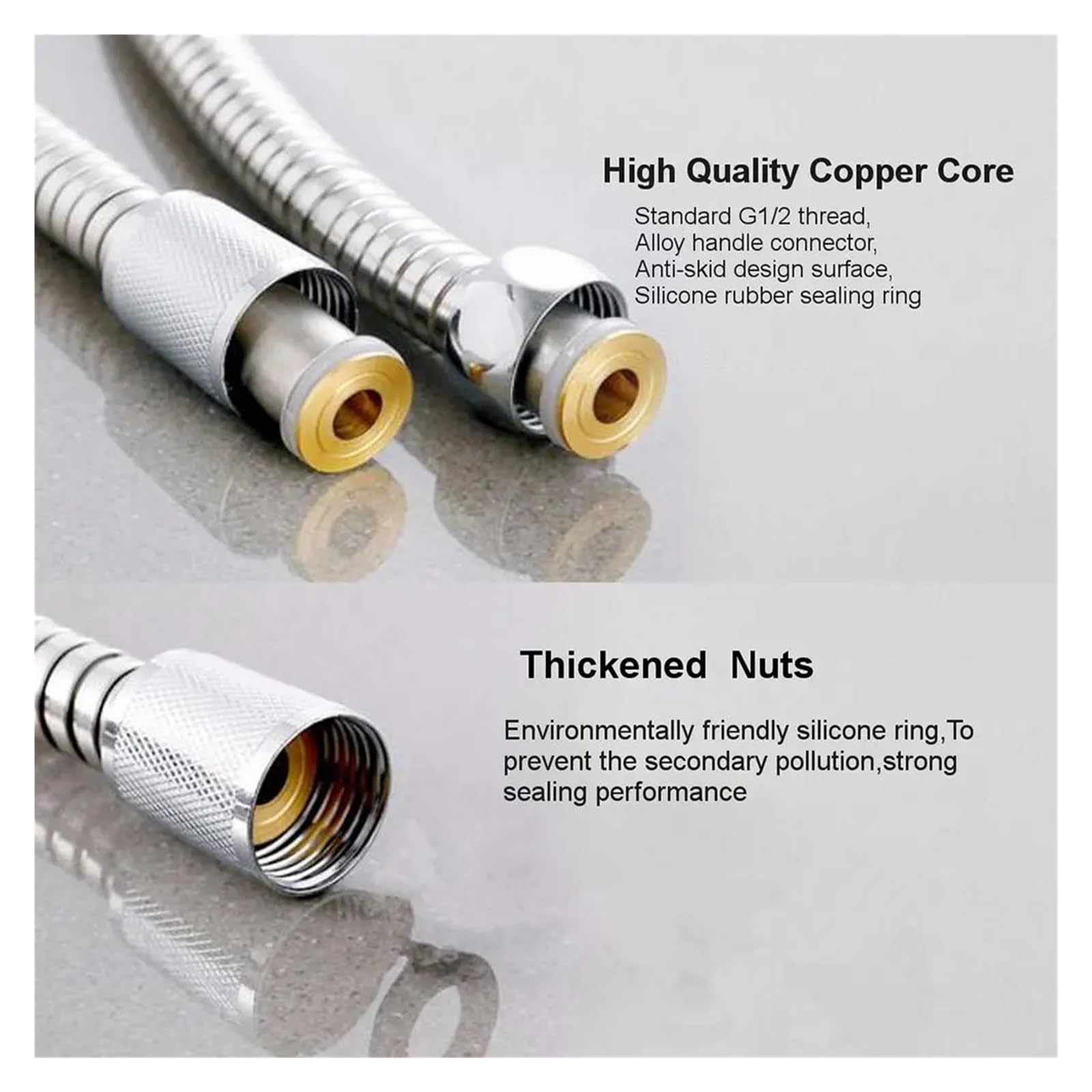 フレキシブルステンレス配管ホース シャワーヘッドチューブ バスルームパイプ 1m/3.0m(1.0m)