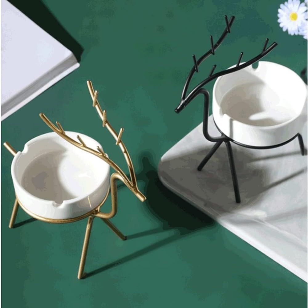 灰皿 タバコ用灰皿陶磁器の灰皿スタンド灰皿屋内エルクセラミック灰皿リビングルームテーブル装飾 たば..