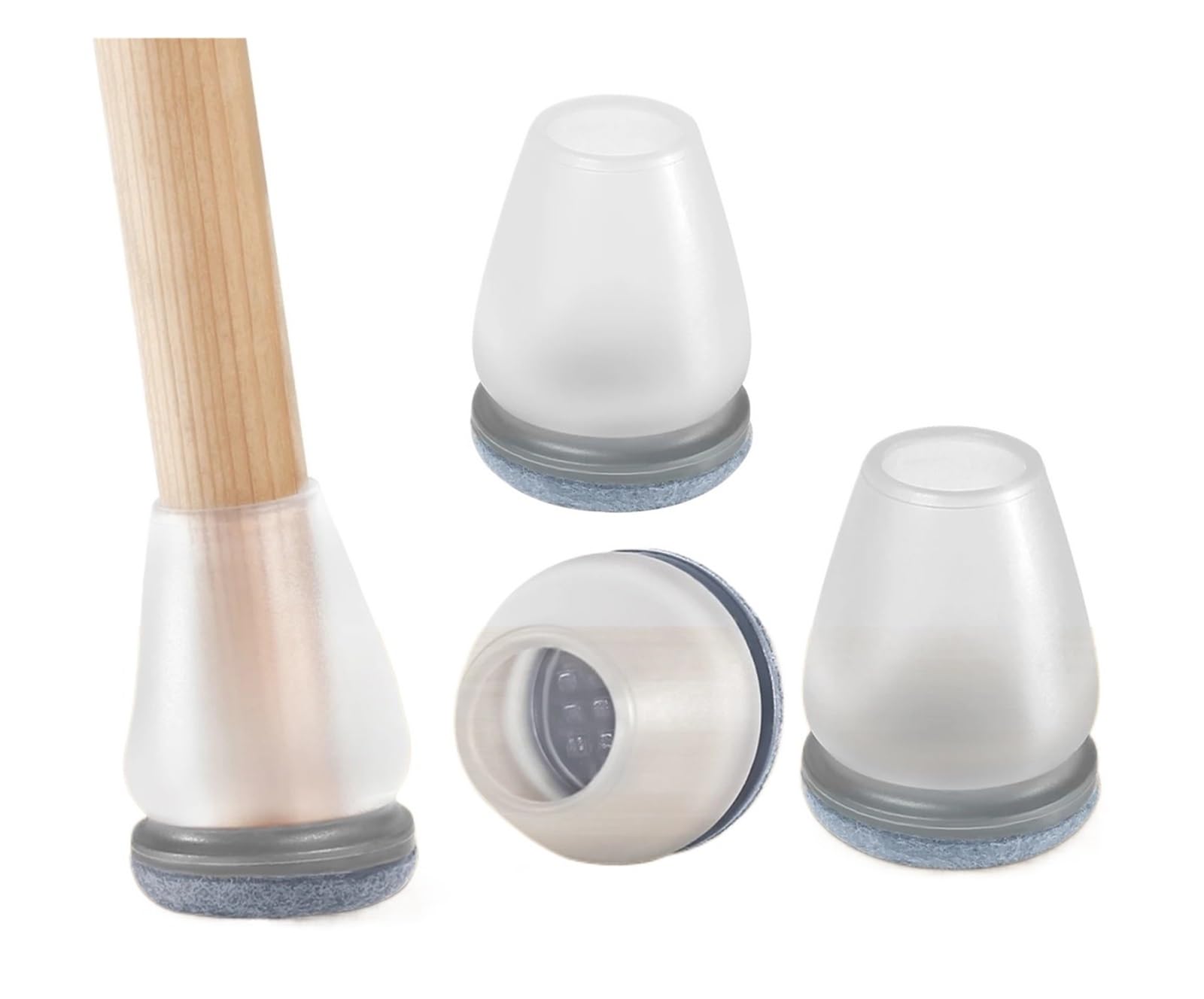 16個 グレー 椅子脚 フロアプロテクター 厚手ラップフェルトパッド付き シリコン家具足カバー テーブル..