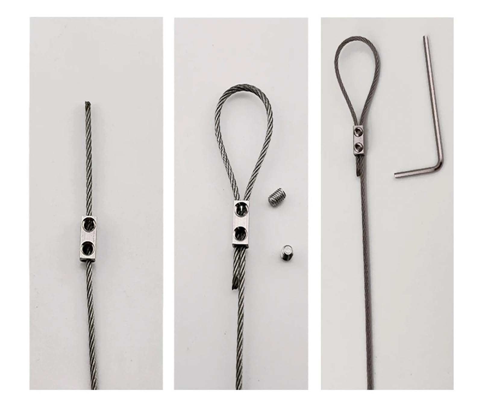 1-1.5mm ステンレススチールワイヤーロープケーブルクランプ金属サスペンション垂直クランプ銅クリップ..