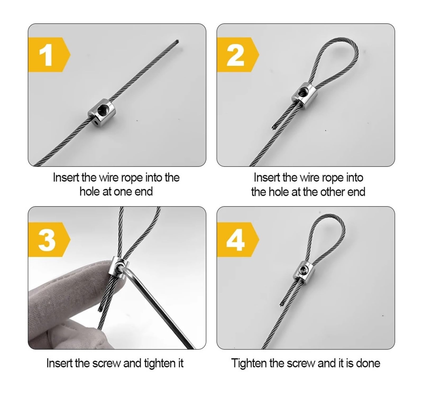 10個 1/2mm ワイヤーロープクランプ ステンレススチールケーブル銅金属サスペンションクリップ 調整可..