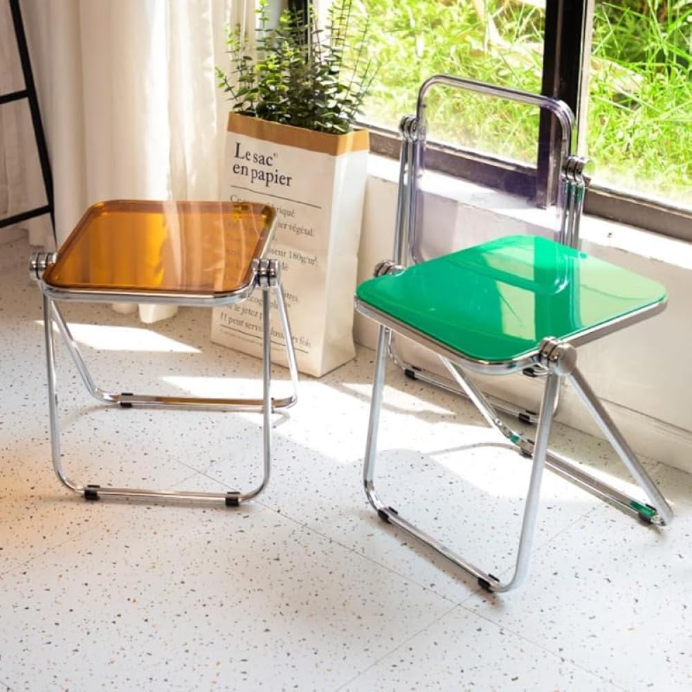 スタッキングチェア 中古 折りたたみスツール シンプルモダンスタイル ホームダイニングチェア クリエイティブな小さなコーヒーテーブル アクリル コーヒーショップ 透明チェア 組み立て不要(3)