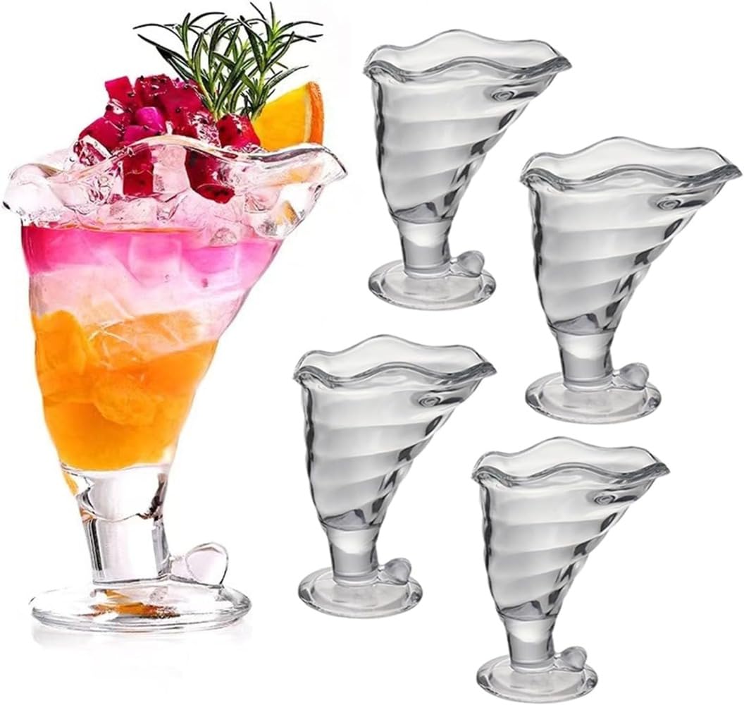 6個セット パフェグラス 割れない 持ち運び ヨーグルト 容器丈夫 ミニ レトロ パフェ ガラス 保存 小分..