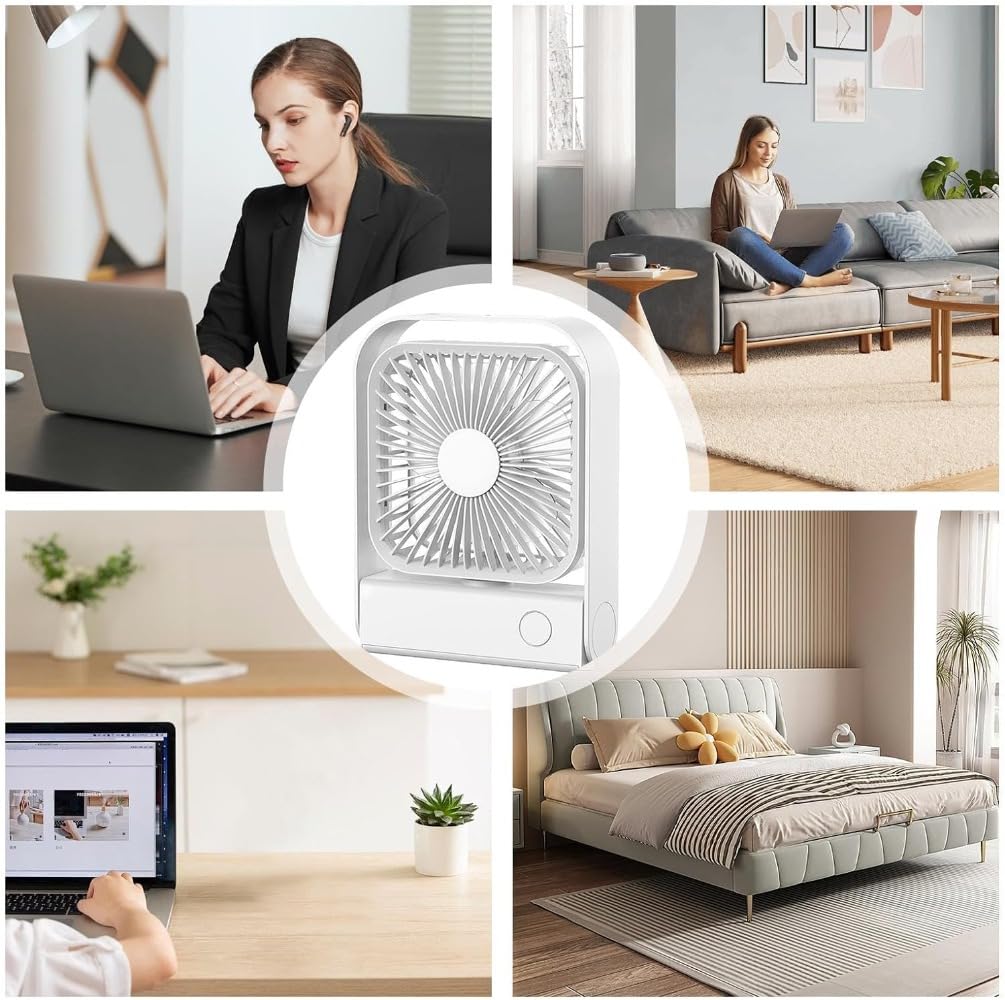 楽天アピネス小型テーブルファン | 調整ミニファン | エアサーキュレーターファン | バッテリー寿命が長く、多機能デザイン リビングルーム キッチン オフィス アウトドア キャンプ用 （ホワイト）