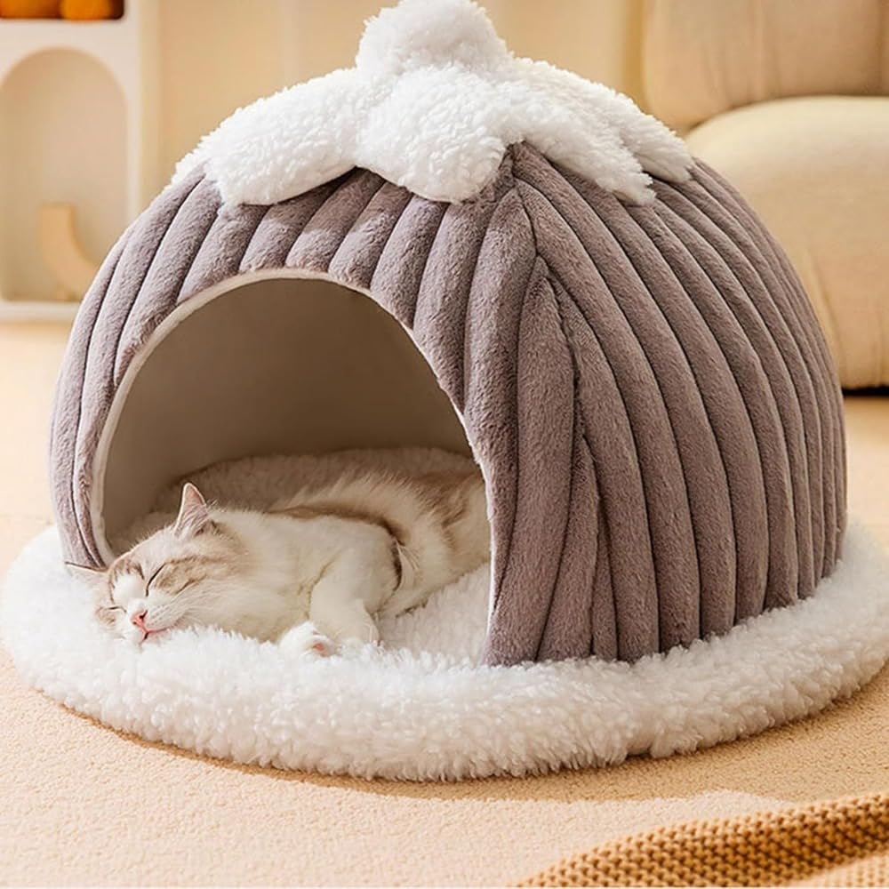 ペットベッド 犬 冬 ドーム もこもこ グレー 猫 ベッド ドーム型 猫ハウス 暖かい 犬小屋 犬 ベ ッド クッション 小型犬 洗える キャットハウス ペットハウス ふわふわ 隠れ家 冬用ベッド 寒さ対策 保温防寒 滑り止め (45*45*40cm,グリーン)