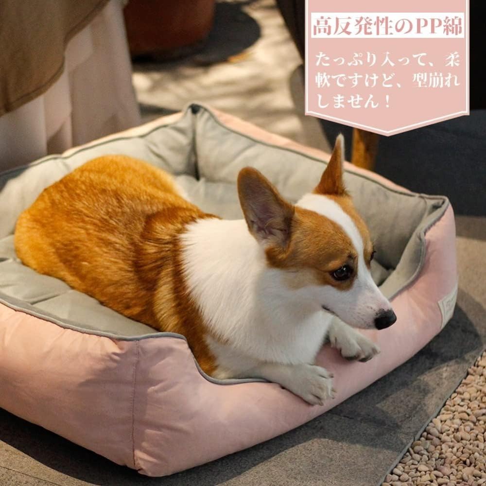 ペットベッド ペットソファ 猫用 犬用ベッド 寝床 通年タイプ リバーシブルクッション付き カバー取り外し可能 洗える 柔らかい ふわふわ暖か 寒さ対策 中小型犬/猫用 (S/50*40*15CM)