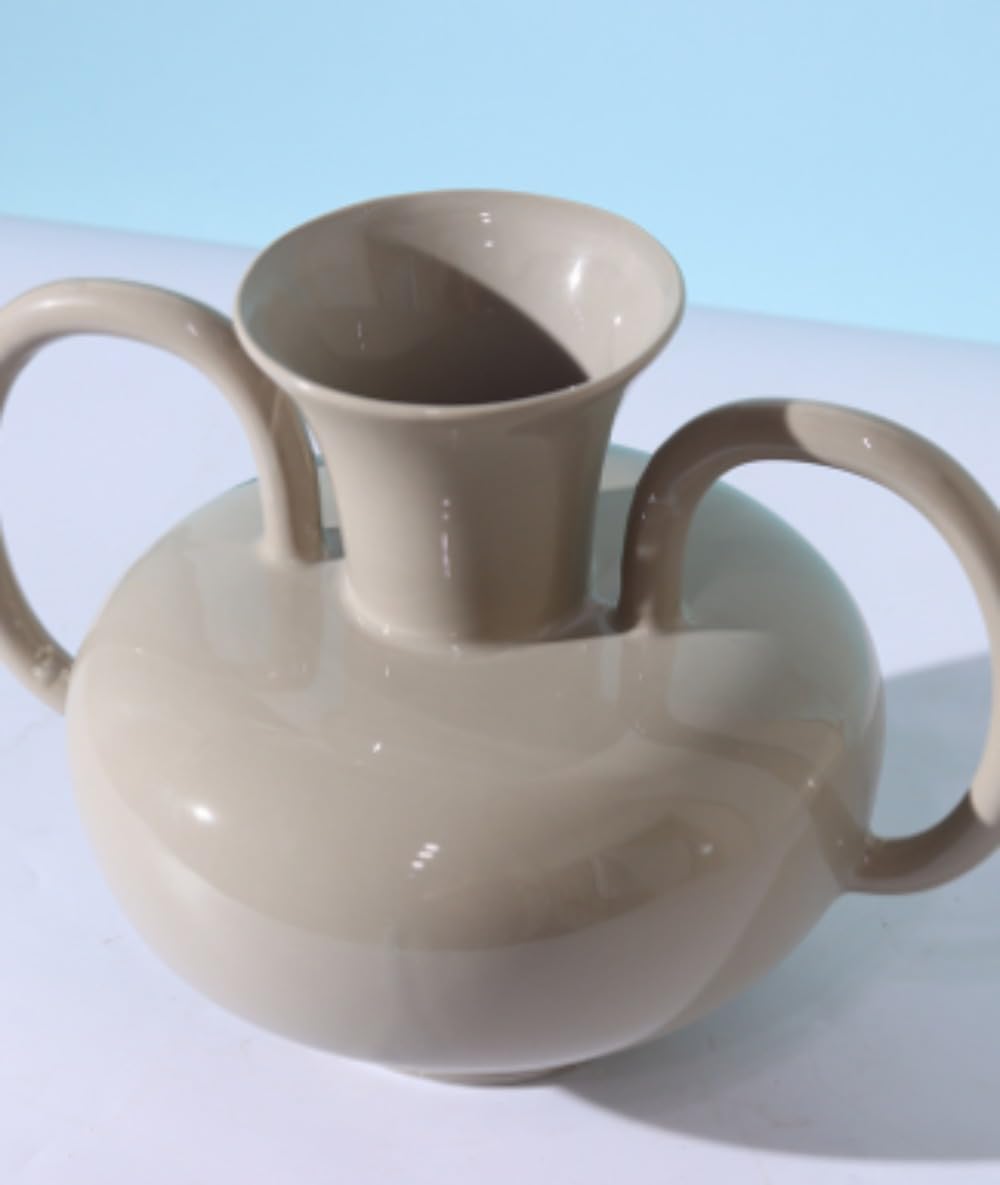 クリエイティブな新しい中国フランス中世クリームダブルハンドル陶器工芸花瓶装飾ホームデコレーション..