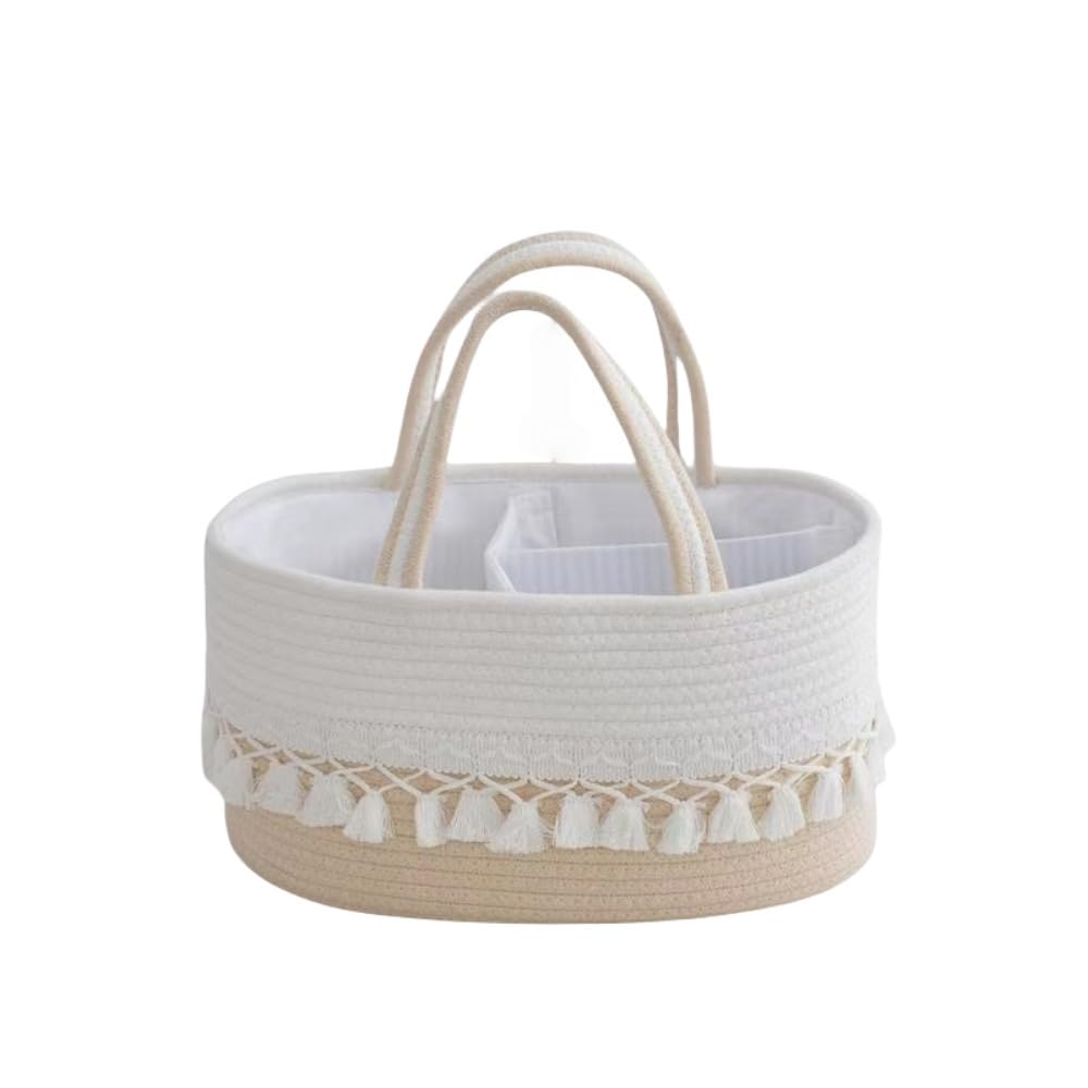 ママとベビーの収納バスケット、インスタイルコットンロープ編みのポータブルホームパーティション (ピンク,36*23*17.5)