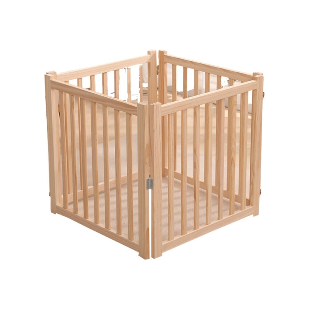 無垢材のペット犬用フェンスは折りたたみ式で収納も簡単。自然で環境に優しく、塗装不要。組み合わせ自由。 (無垢材の6開きフェンス)