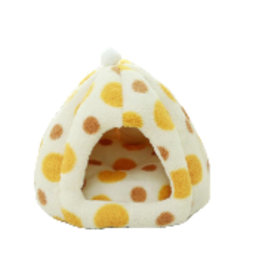 秋冬用厚手密閉式猫用ベッド 冬用暖かいパオ ペット用猫用ベッドテント (42*19*35cm,ビンゴ水玉 - パン..