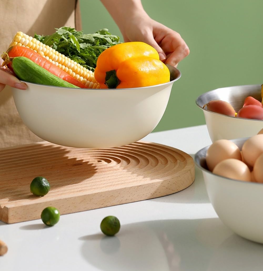 楽天アピネス野菜や麺類の洗浄、卵の泡立て、家庭用キッチンのコールドサラダ洗面器、ストレートエッジ洗面器、洗面器用のステンレス製洗面器