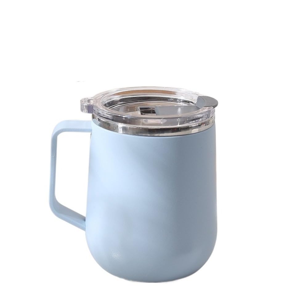 蓋付きマグカップ真空断熱 保温 保冷 ふた付き ステンレス製 (ブルー)