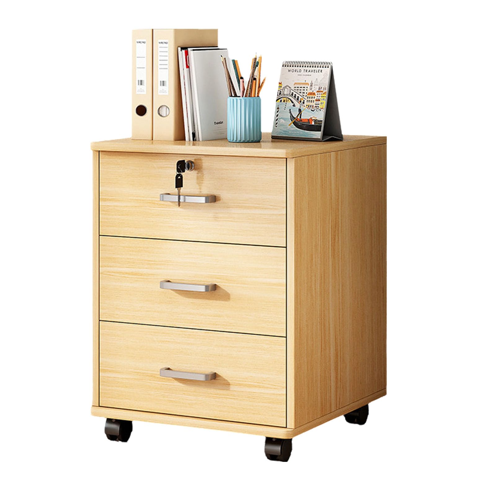 オフィス収納キャビネット、オフィス を締めることを用いる机ファイル 3 の引出しの圧延ファイル キャ..