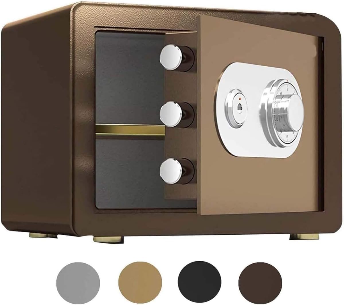金庫 家庭用 小型 25L 高30cm 金庫 耐火耐水 ダイヤル式 キー付き二重保険 防犯金庫 全鋼機械式安全キ..
