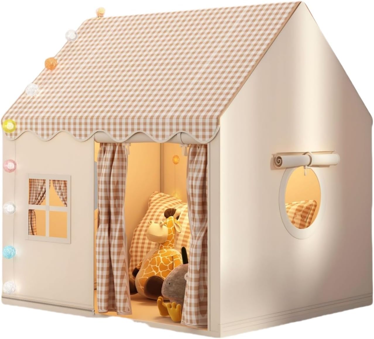 子供のテントの女の子の男の子の城の小さい家の演劇の家の庭の運動場の感じのテント屋内テント組み立てること容易 携帯用秘密基地 貯蔵袋が付いている誕生日またはクリスマスのギフトの女の子の男の子の城の小さい家、人形の家、王女、ファンタジー、就寝時の演劇 (イエロー)(3)