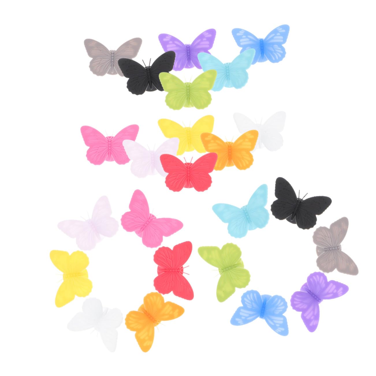 [] 24個シリコン製酒杯識別チャーム 蝶形デザイン 飲料グラスマーカー(3)