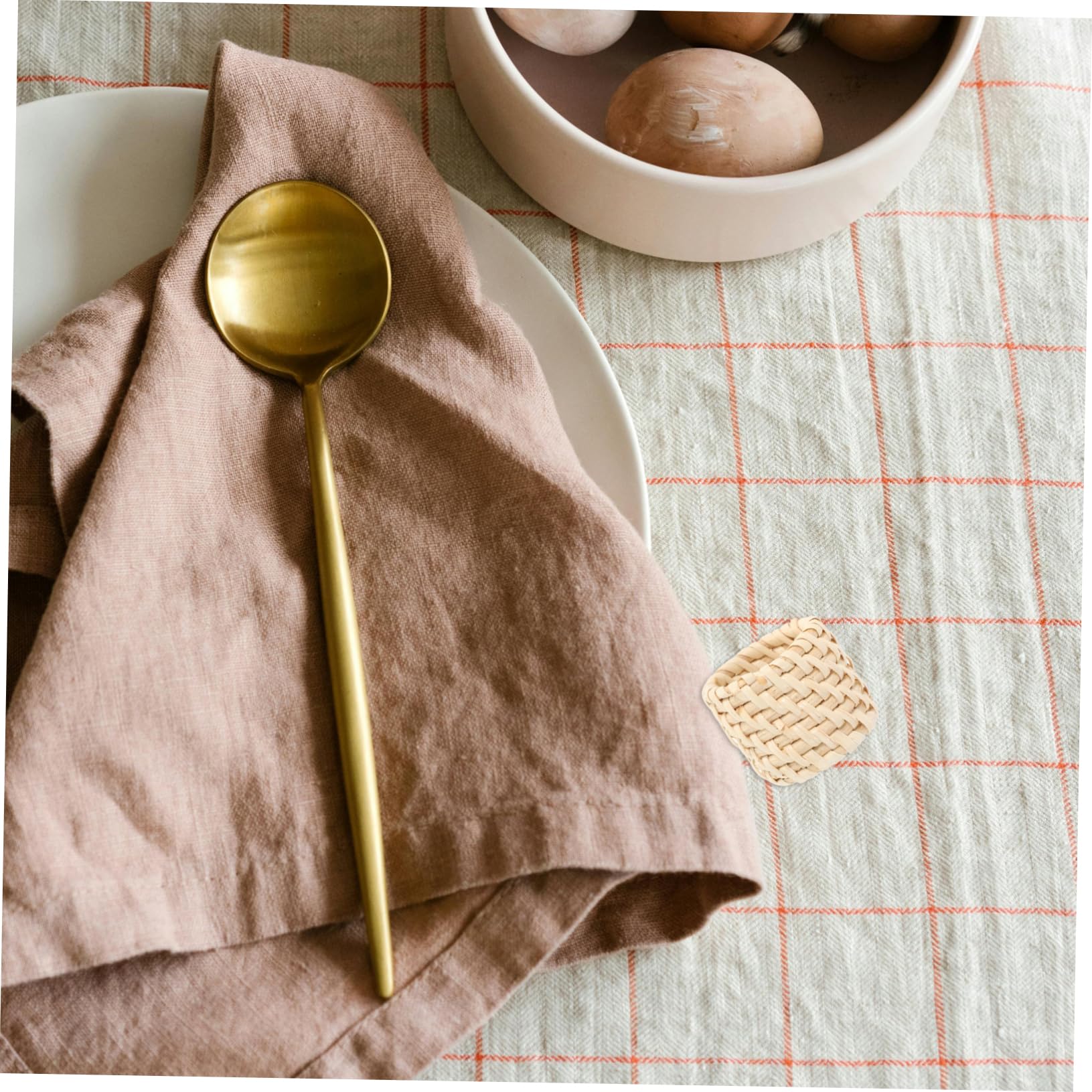 2個 籐編みナプキンリング ヨットファン スイッチ 自動スイッチ ドライラタンナプキン 装飾 耳うさぎ ..