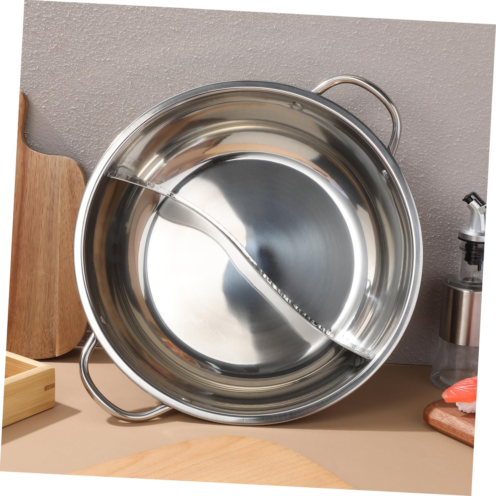 ステンレスオシドリ鍋 しゃぶしゃぶ鍋ガス 仕切り付き鍋鍋 キッチン調理器具 ポータブル ストックポッ..