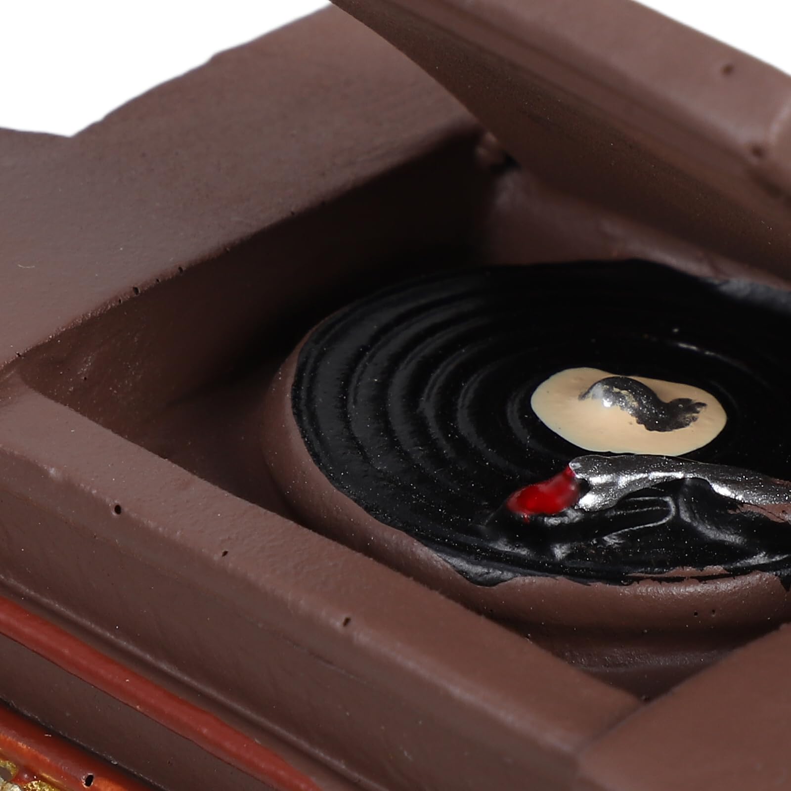 2個のヴィンテージ蓄音機モデル：樹脂製蓄音機ミニチュアレコードプレーヤー、ドールハウスの装飾用、本棚、デスク、妖精の庭用のレトロなホームデコレーション