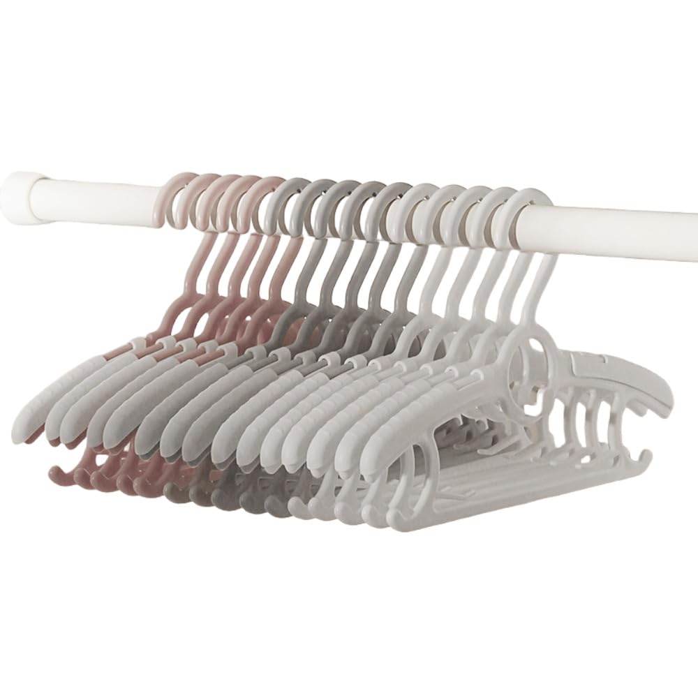 ベビーハンガー 20本セット 子供用ハンガー 滑らない キッズハンガー 跡がつかない 伸縮式 省スペース 厚くする 耐久性あり おしゃれ 多目的収納式 (ホワイト)