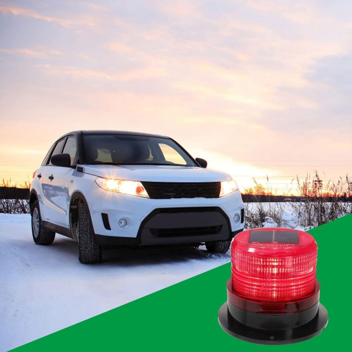 ソーラー警告灯 夜間強力マグネット付き自動警告灯台座、ストロボライト LED灯 8時間ソーラー充電 50時..