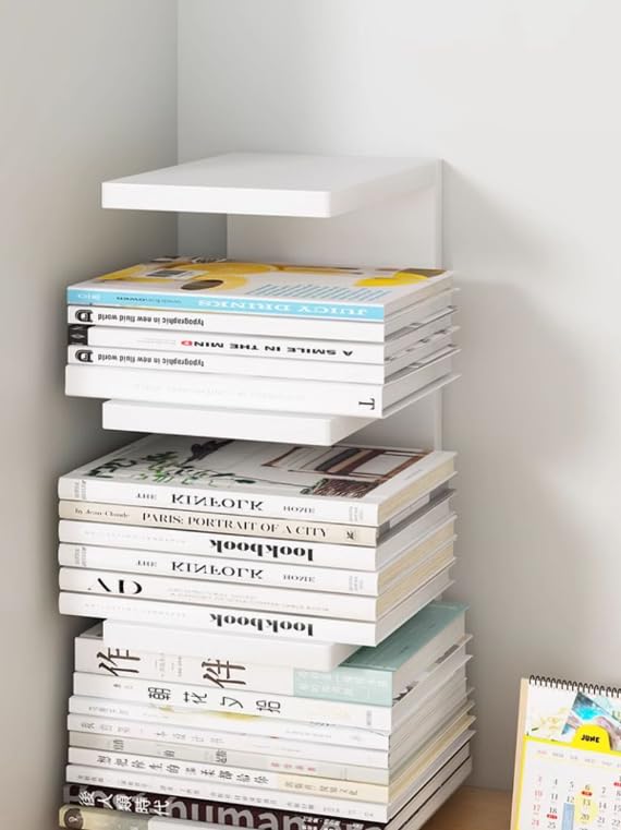 本棚 ブックスタンドメタルブックタワーマガジンラックマガジンスタンドおしゃれ 着地式隠し階コーナー..