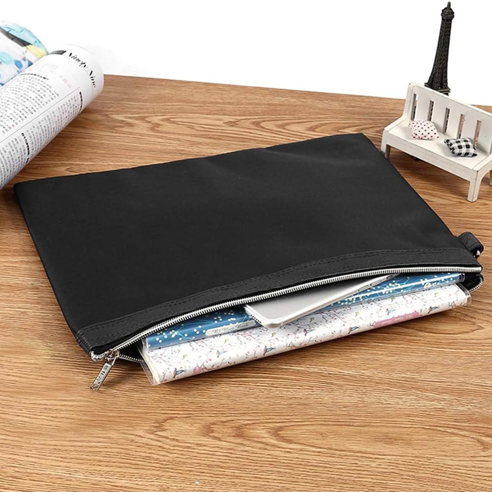 A4ファイルケース*1 ドキュメントファイル 書類入れ ファスナーポケット 資料収納 保管袋 厚手 丈夫 帆..