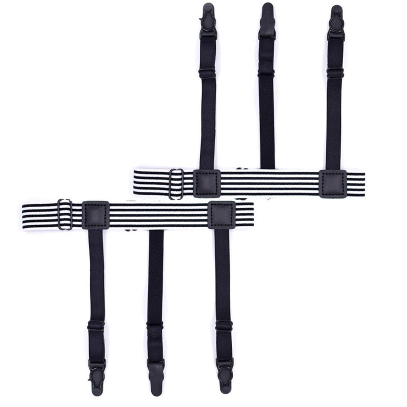 シャツガーター クリップ 外漏れを防止 弾性 調節可能 シャツズレ防止 ガーターベルト 太ももサスペン..